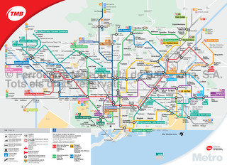 Carte du reseau TMB de metro de Barcelone