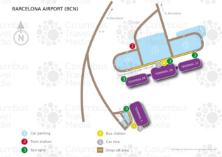 Carte du terminal et de l'aeroport Barcelona El Prat (BCN)