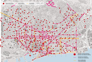 Carte des stations Bicing de Barcelone